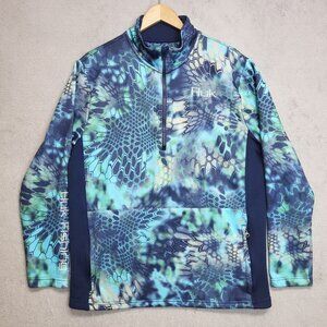 Huk Pullover Mens Medium 1/4 Zip Kryptek Pontus Fleece Blue Fishing Long Sleeve